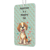 Cute Kawaii Beagle with Hearts Playful Dog カーエアーフレッシュナー (左)
