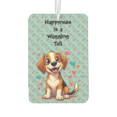Cute Kawaii Beagle with Hearts Playful Dog カーエアーフレッシュナー (裏面)