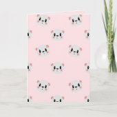 Cute Kawaii Bear Face Pattern on Pastel Pink カード (正面)
