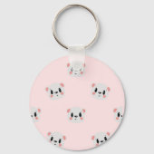 Cute Kawaii Bear Face Pattern on Pastel Pink キーホルダー (正面)