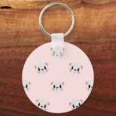 Cute Kawaii Bear Face Pattern on Pastel Pink キーホルダー (裏面)