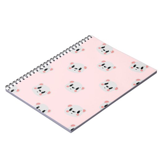 Cute Kawaii Bear Face Pattern on Pastel Pink ノートブック (左側)