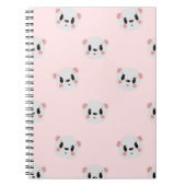 Cute Kawaii Bear Face Pattern on Pastel Pink ノートブック (正面)