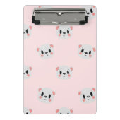 Cute Kawaii Bear Face Pattern on Pastel Pink ミニクリップボード (正面)