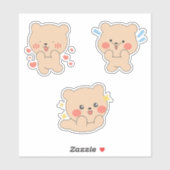 Cute Kawaii Bear Sticker | Adorable Blushing Bear  シール (シート)