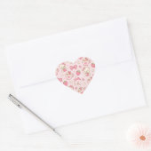 Cute Kawaii Bear Strawberry Tea Pattern | Pink ハートシール (封筒)
