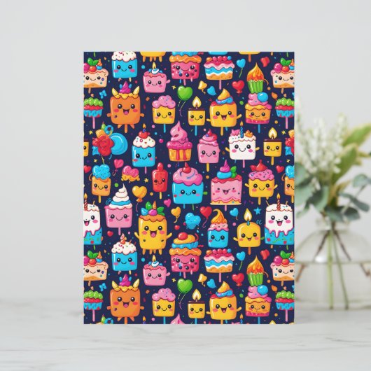 Cute Kawaii Birthday Cake & Dessert Paper (スタンド正面)