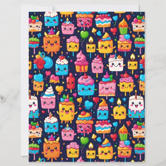 Cute Kawaii Birthday Cake & Dessert Paper (正面)