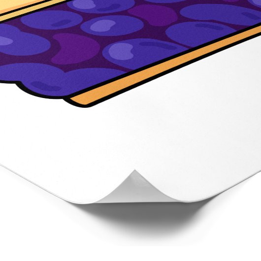 Cute Kawaii Blueberry Pie ポスター (角)