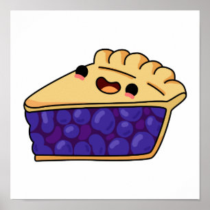 Cute Kawaii Blueberry Pie ポスター