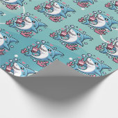 Cute Kawaii Boba Shark Pattern  ラッピングペーパー (角)