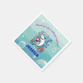 Cute Kawaii Boba Shark Personalized Baby Shower スタンダードカクテルナプキン (角)