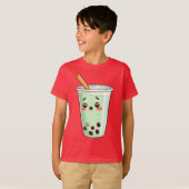 Cute Kawaii Boba Tea Bubble Tea Character Matcha G Tシャツ (正面フル)