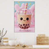 Cute Kawaii Bubble Tea Character Poster ポスター (キッチン)