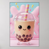 Cute Kawaii Bubble Tea Character Poster ポスター (正面)
