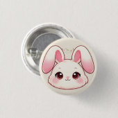 Cute Kawaii Bunny Face Button 缶バッジ (正面&裏面)