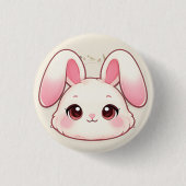 Cute Kawaii Bunny Face Button 缶バッジ (正面)