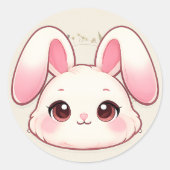 Cute Kawaii Bunny Face Sticker ラウンドシール (正面)