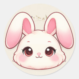 Cute Kawaii Bunny Face Sticker ラウンドシール