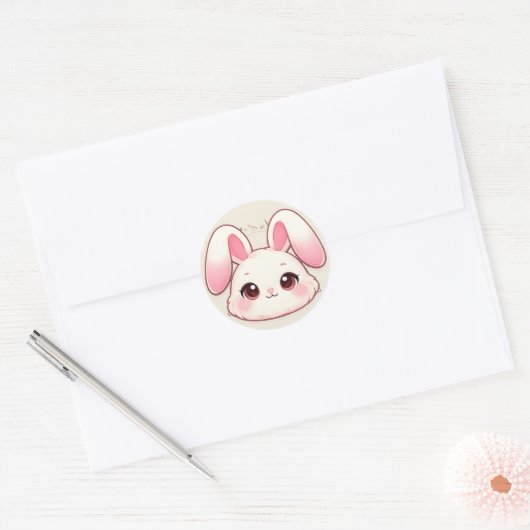 Cute Kawaii Bunny Face Sticker ラウンドシール (封筒)