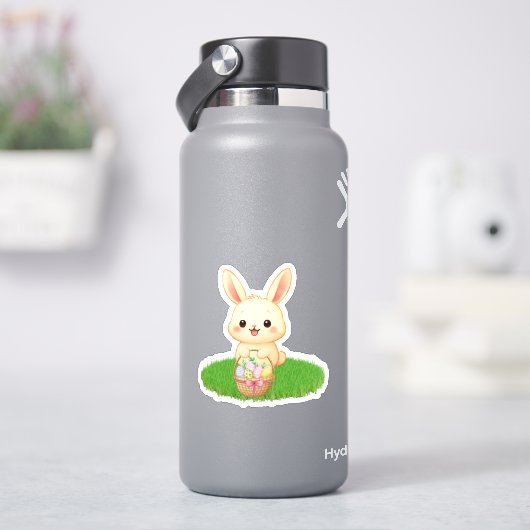 Cute Kawaii Bunny with Easter Eggs Sticker  シール (HydroFlask)