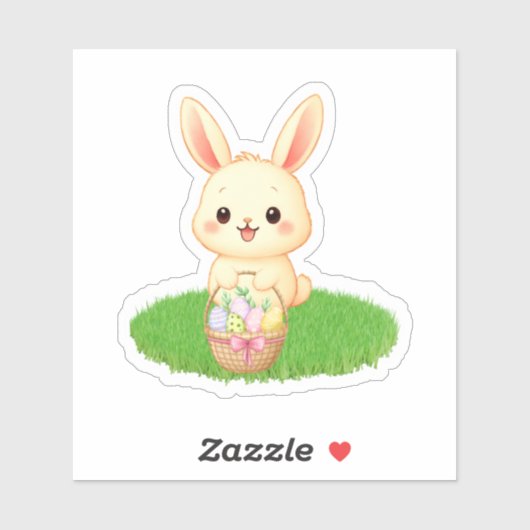 Cute Kawaii Bunny with Easter Eggs Sticker  シール (シート)