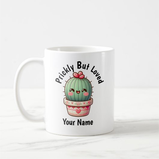 Cute Kawaii Cactus Prickly But Loved Coffee Mug コーヒーマグカップ (左)