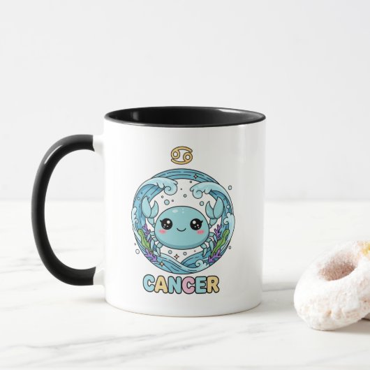 Cute Kawaii Cancer Zodiac Sign マグカップ (ドーナツ)