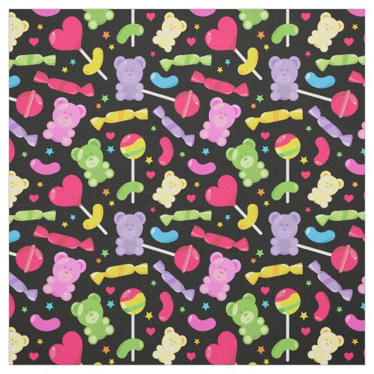 Cute Kawaii Candy Lollipops Pattern ファブリック (見本)