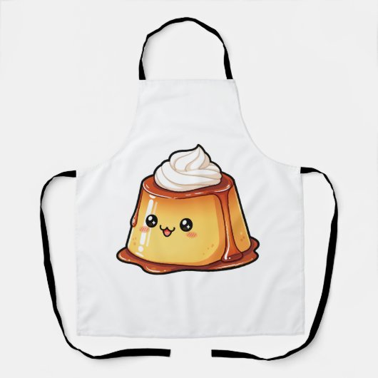 Cute Kawaii Caramel Pudding Dessert Character エプロン (正面)