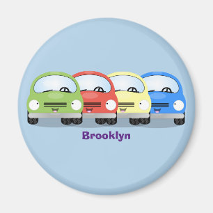 Cute kawaii cars cartoon illustration マグネット