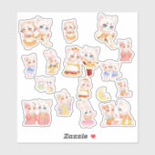 Cute Kawaii Cat and Bunny Stickers シール (シート)