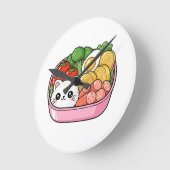 Cute Kawaii Cat Bento Box ラウンド壁時計 (傾斜)