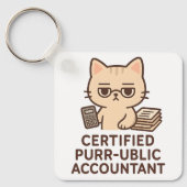 Cute Kawaii Cat Certified Public Accountant Funny キーホルダー (正面)