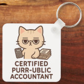 Cute Kawaii Cat Certified Public Accountant Funny キーホルダー (裏面)