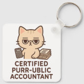 Cute Kawaii Cat Certified Public Accountant Funny キーホルダー (裏面)
