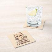 Cute Kawaii Cat Certified Public Accountant Funny スクエアペーパーコースター (インサイチュ)