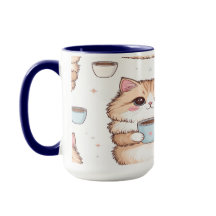 Cute Kawaii Cat Coffee Mug - Cat Lover Gift - Pers