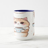 Cute Kawaii Cat Coffee Mug - Cat Lover Gift - Pers マグカップ (中央)