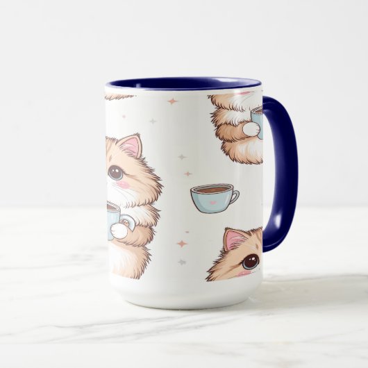 Cute Kawaii Cat Coffee Mug - Cat Lover Gift - Pers マグカップ (正面右)