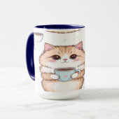 Cute Kawaii Cat Coffee Mug - Cat Lover Gift - Pers マグカップ (正面左)