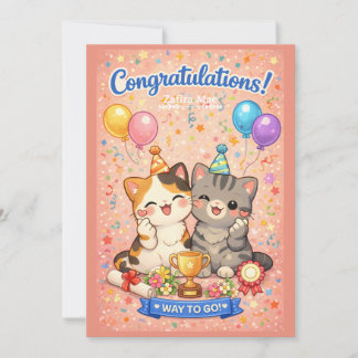 Cute Kawaii Cat Congratulations Card Party Kitten シーズンカード