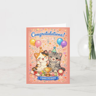 Cute Kawaii Cat Congratulations Card Party Kitten シーズンカード