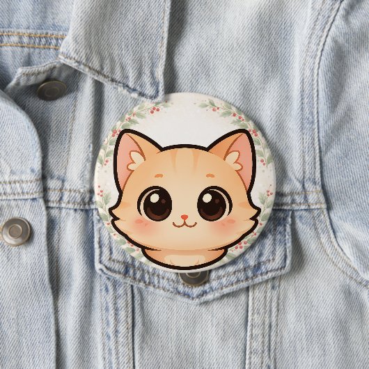 Cute Kawaii Cat Face Button 缶バッジ (インサイチュ)