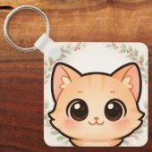Cute Kawaii Cat Face Keychain キーホルダー (正面)