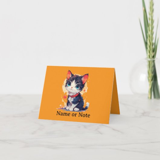 Cute Kawaii Cat for Cat Lovers folded Invitation 招待状 (正面)