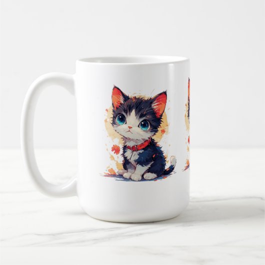 Cute Kawaii Cat for Cat Lovers Mug コーヒーマグカップ (左)