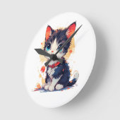 Cute Kawaii Cat for Cat Lovers,Wall Clock ラウンド壁時計 (傾斜)