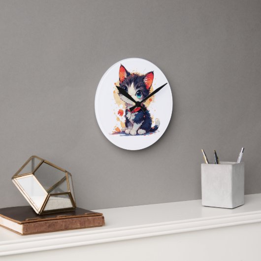 Cute Kawaii Cat for Cat Lovers,Wall Clock ラウンド壁時計 (オフィス)