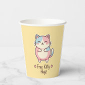 Cute Kawaii Cat Free Kitty Hugz Pastel Party Paper 紙コップ (裏面)